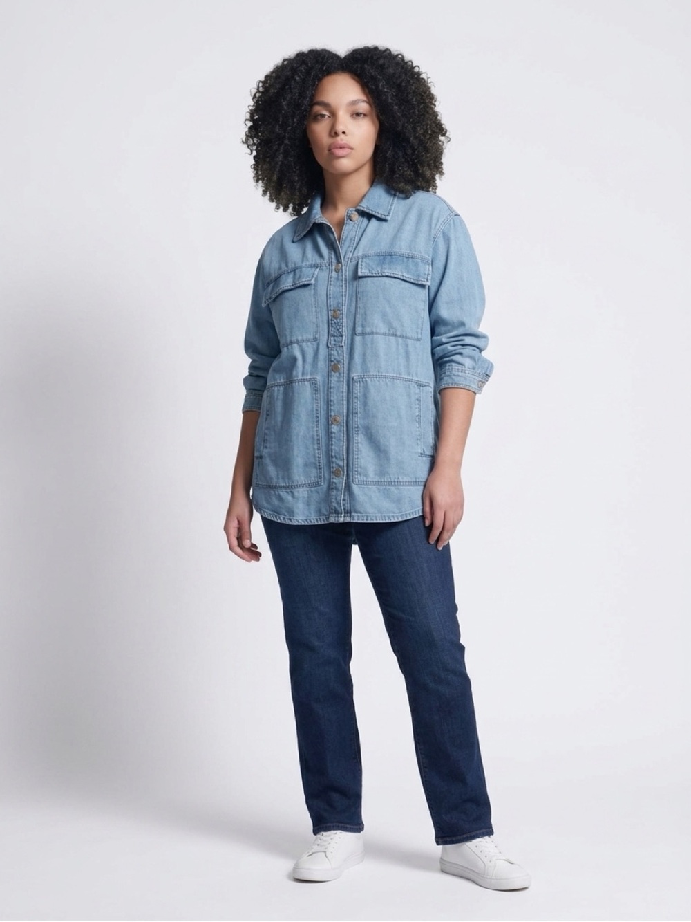 Light Blue Denim Jacket with Utility Pockets